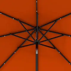 Outsunny 2.7m Outdoor Patio Garden Umbrella Parasol with Tilt Crank and 24 LEDs Lights, Orange - 9