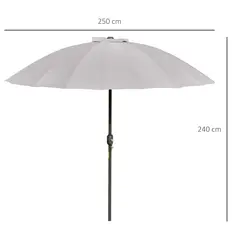 Outsunny 2.5m Tilting Parasol, with Pleated Canopy - Light Grey - 3