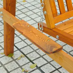 Outsunny 2 Seater Garden Swing Seat with Canopy, Wooden Swing Chair, Outdoor Hammock Bench for Balcony Patio Porch, Cream White - 8