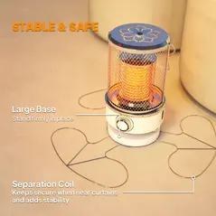 Outsunny 2000W Patio Electric Heater with 10-20㎡ Coverage, Separation Coil, Freestanding Outdoor Infrared Heater with Tip-Over Protection, Overheat Protection, Handle for Indoor and Outdoor Use, White - 6