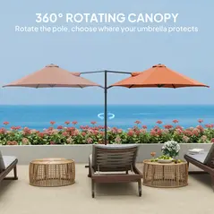 Outsunny 2.5m Rotating Cantilever Parasol - Orange - 5