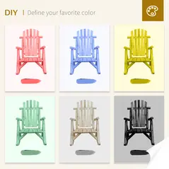Outsunny 2 Piece Adirondack Chair Cedar Wood Ergonomic Rocking Chair Porch Rocker Garden Traditional - Burlywood - 8