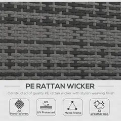 Outsunny 2 Seater Rattan Day Bed w/ Fire Retardant Cushions Grey - 4