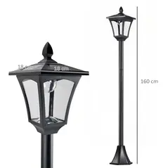 Outsunny 2 Pieces Outdoor Garden Solar Post Lamp Sensor Dimmable LED Lantern Bollard Pathway 1.6M Tall – Black - 3