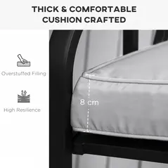 Outsunny 2 Seater Garden Bench Cushion -Light Grey - 7