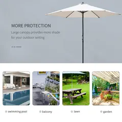 Outsunny 2.8m Garden Parasol Umbrella, Round Outdoor Market Table Umbrella Sun Shade Canopy, Off-White - 6