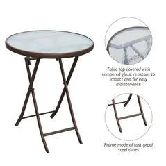 Outsunny 2 Seater Wicker Rattan Bistro Set-Brown - 6