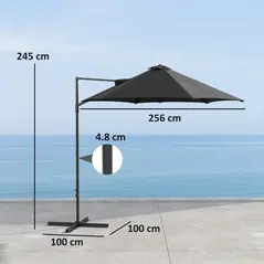 Outsunny 2.5m Rotating Cantilever Parasol - Black - 3