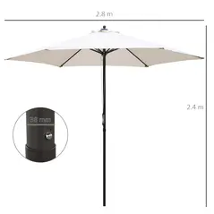 Outsunny 2.8m Garden Parasol Umbrella, Round Outdoor Market Table Umbrella Sun Shade Canopy, Off-White - 3