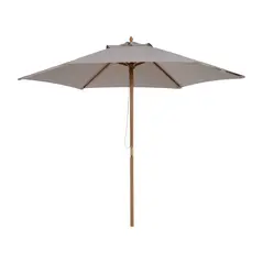 Outsunny 2.5m Wood Garden Parasol Sun Shade Patio Outdoor Wooden Umbrella Canopy, Table Market Umbrella with Vent, 38mm Pole, Rope Pulley Mechanism, Grey - 1