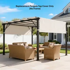 Outsunny 2 Pcs UV Protection Pergola Replacement Canopy, Pergola Shade Cover, Easy to Install, for 3 x 3(m) Pergola, Cream White - 2