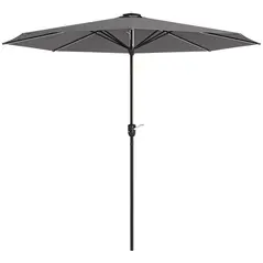 Outsunny 2.65m Garden Parasol, with LED Lights - Dark Grey - 1