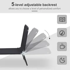 Outsunny 2 Piece Foldable Sun Loungers with 5-Position Adjustable Backrest, Outdoor Portable Recliner Chaise Lounge Chairs with Breathable Mesh Fabric, Black - 4