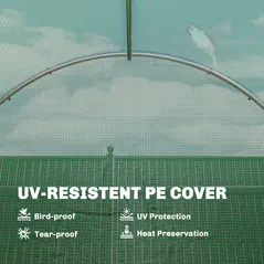 Outsunny 2 x 3 m Walk-in Polytunnel Greenhouse with Hinged Door and 6 Roll Up Mesh Windows, Garden Tunnel Warm House Tent, Green - 6