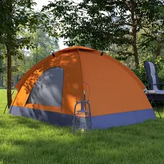 Outsunny 2 Person Camping Tent, Dome Tent with Zipped Doors, Storage Pocket, Portable Handy Bag, Orange - 9