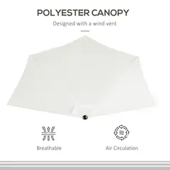 Outsunny 2.7m Garden Half Parasol, Outdoor Balcony Umbrella with 5 Steel Ribs, Patio Sun Shade, Cream White - 7