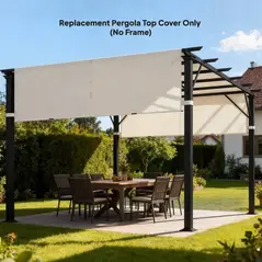 Outsunny 2 Pcs UV Protection Pergola Replacement Canopy, Pergola Shade Cover, Easy to Install, for 3 x 3(m) Pergola, Cream White - 9