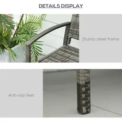 Outsunny 2 Seater Poly Rattan Garden Bench, All Weather Wicker Garden Loveseat, Outdoor Seating Bench with 240 Load Capacity, Backrest and Armrests for Patio, Terrace, Balcony, Grey - 6