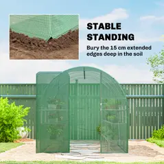 Outsunny 2 x 3 m Walk-in Polytunnel Greenhouse with Hinged Door and 6 Roll Up Mesh Windows, Garden Tunnel Warm House Tent, Green - 8