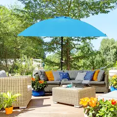 Outsunny 2.5m Shanghai Garden Parasol Umbrella with Crank & Tilt, Adjustable Outdoor Sun Shade, Blue - 2