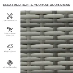 Outsunny 2 Seater Poly Rattan Garden Bench, All Weather Wicker Garden Loveseat, Outdoor Seating Bench with 240 Load Capacity, Backrest and Armrests for Patio, Terrace, Balcony, Grey - 5