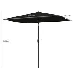 Outsunny 2 x 3(m) Garden Parasol Umbrella, Rectangular Outdoor Market Umbrella Sun Shade with Crank & Push Button Tilt, 6 Ribs, Aluminium Pole, Black - 3