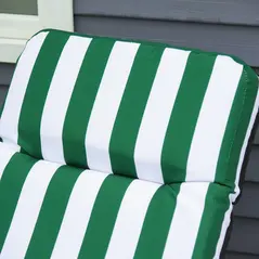 Outsunny 2 Pieces Outdoor Sun Lounger Set with Cushions, Patio Folding 5-Level   Adjustable Backrest Recliner Chairs Set of 2 with High Backrest and Armrests, Green & White - 8