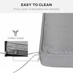 Outsunny 2 Seater Garden Bench Cushion -Light Grey - 5