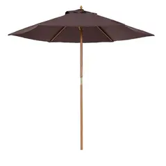 Outsunny 2.5m Wood Garden Parasol Sun Shade Patio Outdoor Wooden Umbrella Canopy Coffee - 1
