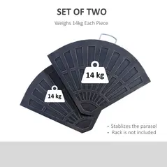 Outsunny 2 Piece Parasol Base, 28kg Resin Umbrella Stand Weights for Cantilever Parasol with Handles, Bronze - 5