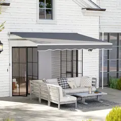 Outsunny 2 x 2.5m Manual Retractable Awning - Dark Grey - 2