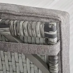Outsunny 2 Seater Patio Wicker Chaise Lounge Sofa Set with Fabric Cushion, Grey - 9