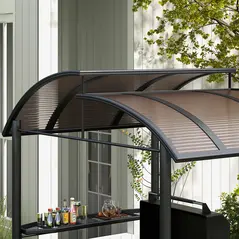 Outsunny 2.4 x 1.5m Outdoor Grill Gazebo with Side Shelves, PC Board Roof, Dark Grey - 7