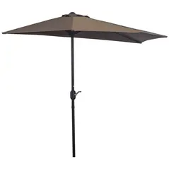 Outsunny 2.7m Balcony Half Parasol Garden Outdoor Umbrella 5 Steel Ribs - Brown - 1