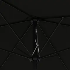 Outsunny 2 x 3(m) Garden Parasol Umbrella, Rectangular Outdoor Market Umbrella Sun Shade with Crank & Push Button Tilt, 6 Ribs, Aluminium Pole, Black - 9