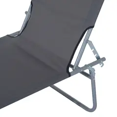 Outsunny 2 Pieces Outdoor Foldable Sun Lounger, 4 Level Adjustable Backrest Reclining Sun Lounger Chair with Angle Adjust Sun Shade Awning for Beach, Garden, Patio, Dark Grey - 9