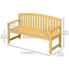 Outsunny 2 Seater Wooden Garden Bench with Armrest, Outdoor Furniture Chair for Park, Balcony, Orange - 3