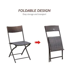 Outsunny 2 Seater Wicker Rattan Bistro Set-Brown - 5