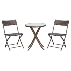 Outsunny 2 Seater Wicker Rattan Bistro Set-Brown - 1
