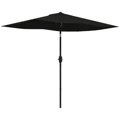 Outsunny 2 x 3(m) Garden Parasol Umbrella, Rectangular Outdoor Market Umbrella Sun Shade with Crank & Push Button Tilt, 6 Ribs, Aluminium Pole, Black - 1