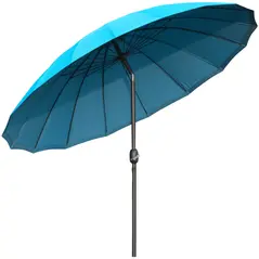 Outsunny 2.5m Shanghai Garden Parasol Umbrella with Crank & Tilt, Adjustable Outdoor Sun Shade, Blue - 1