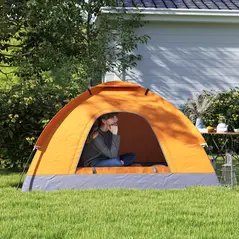 Outsunny 2 Person Camping Tent, Dome Tent with Zipped Doors, Storage Pocket, Portable Handy Bag, Orange - 2