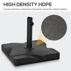 Outsunny 20kg Square Parasol Base Outdoor Garden Cement Umbrella Weight Stand Holder, Fits Φ32mm,Φ38mm,Φ48mm Pole - Black - 4