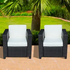 Outsunny 2 Rattan Garden single Seater Chair All Weather Wicker Weave Single Sofa chair armchair Patio Black - 3