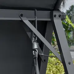 Outsunny 2 Seater Garden Swing Seat Swing Chair, Outdoor Canopy Swing Bench with Adjustable Shade, Metal Frame and Texteline Seat, Dark Grey - 8