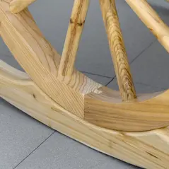 Outsunny 2 Piece Wooden Adirondack Rocking Chair Reclining Armchair Outdoor Garden Furniture Patio Porch Rocker - Natural - 9