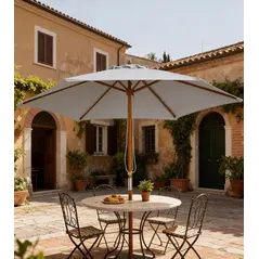 Outsunny 2.5m Wood Garden Parasol Sun Shade Patio Outdoor Wooden Umbrella Canopy, Table Market Umbrella with Vent, 38mm Pole, Rope Pulley Mechanism, Grey - 9