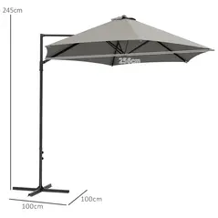 Outsunny 2.5m Rotating Cantilever Parasol - Light Grey - 3