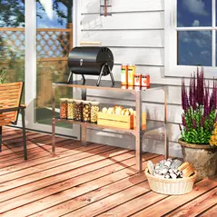 Outsunny 2 Tier Potting Bench Table, Galvanised Steel Garden Planting Work Bench Workstation with Storage Shelf for Outdoor, Patio, Greenhouse, 110 x 50 x 75 cm, Silver Tone - 7