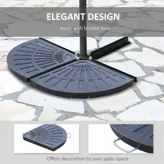 Outsunny 2 Piece Parasol Base, 28kg Resin Umbrella Stand Weights for Cantilever Parasol with Handles, Bronze - 4